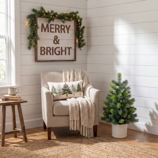 Nearly Natural 3ft. Unlit Artificial Real Touch Spruce Christmas Tree in White Decorative Planter